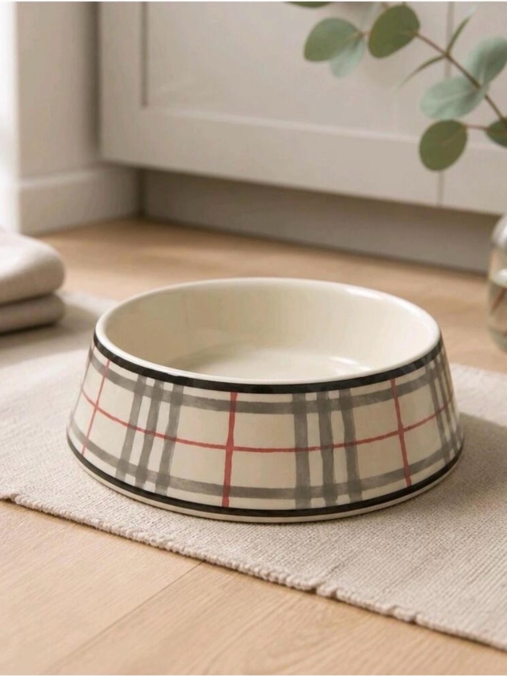 Authentic BURBERRY Nova Check Porcelain Large Dog Food Bowl Water Bowl